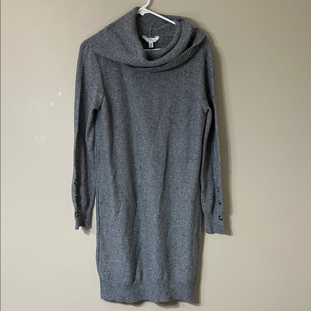Time and Tru Gray Cowl Neck Sweater Dress